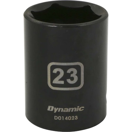 Dynamic 1/2" Drive Standard Socket, Black Phosphate, Tools 1/2" Drive 6 Point Metric, 23mm Standard Length D014023